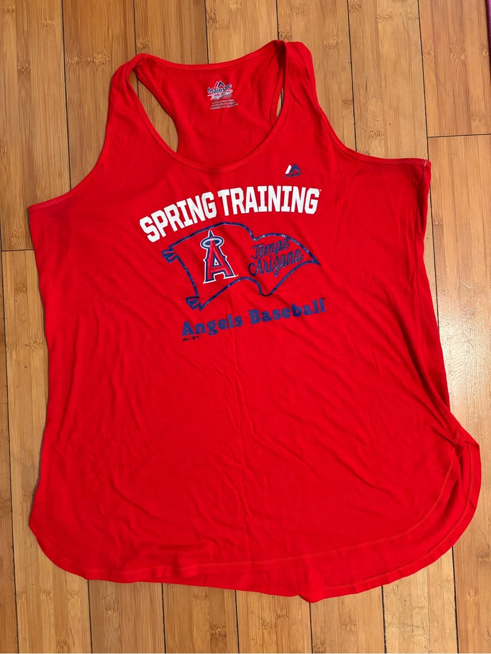 Majestic Red Angels Spring Training Tank Top